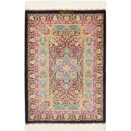 Tappeto Ghom seta Persia giallo grigio 61x87