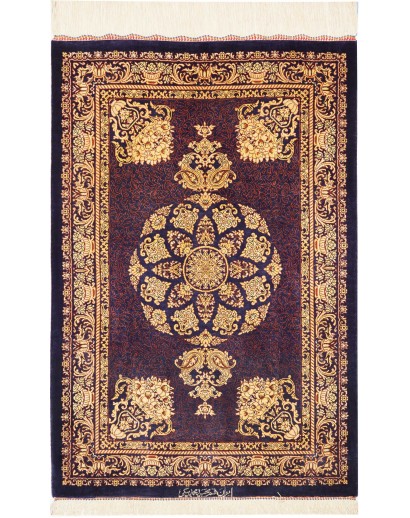Tappeto Ghom seta Persia marrone 61x90