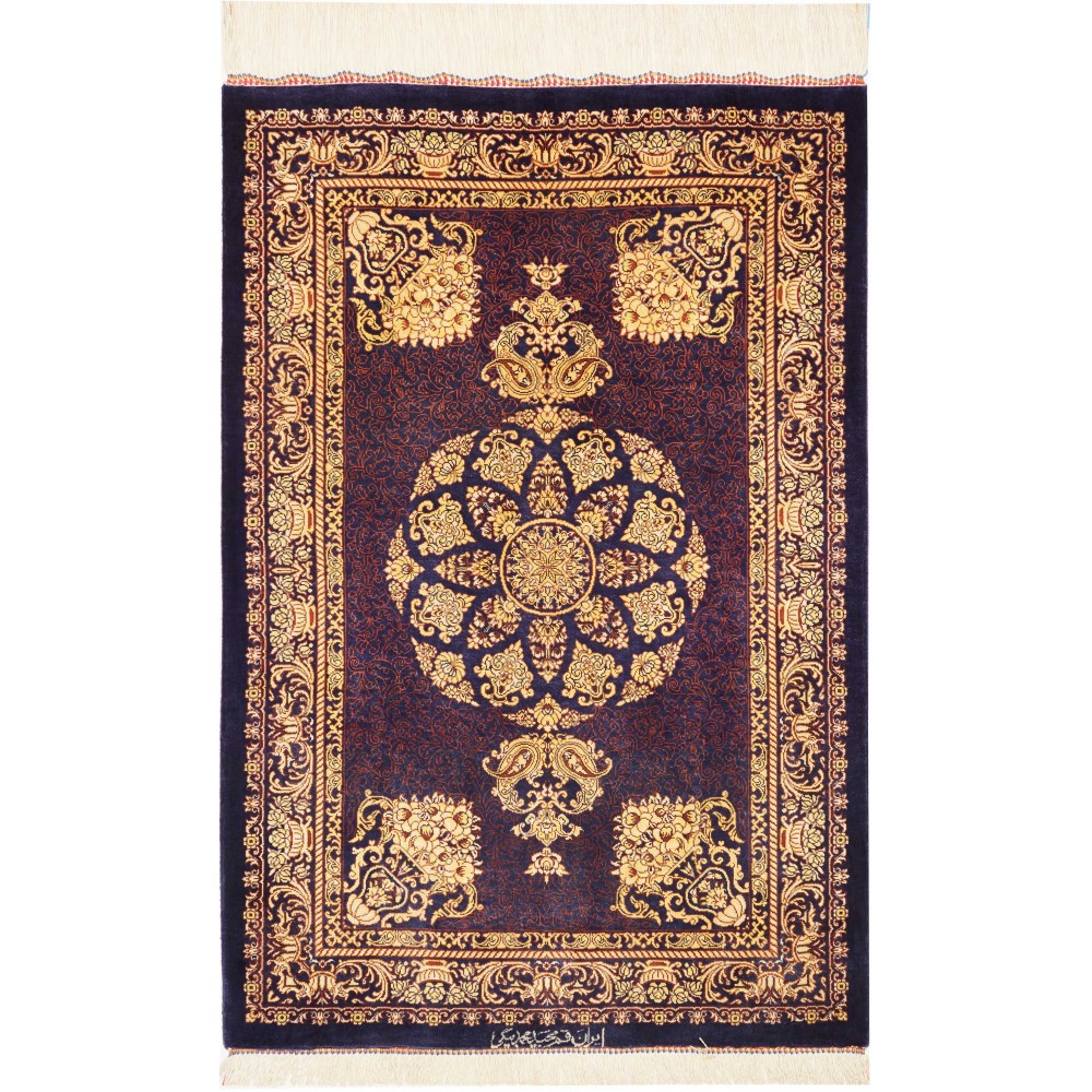 Tappeto Ghom seta Persia marrone 61x90