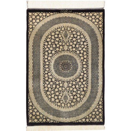 Tappeto Ghom seta Persia marrone azzurro 61x91