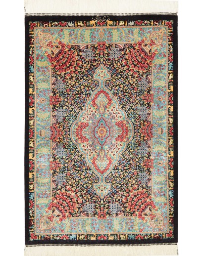 Tappeto Ghom seta Persia beige grigio 61x91
