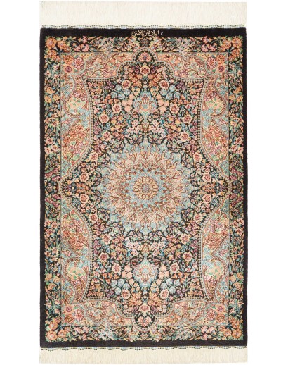 Tappeto Ghom seta Persia marrone grigio 58x90