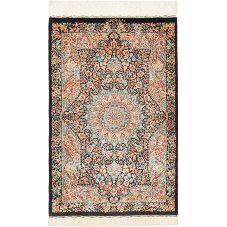 Tappeto Ghom seta Persia marrone grigio 58x90