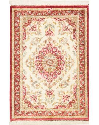 Tappeto Ghom seta Persia giallo marrone 60x87