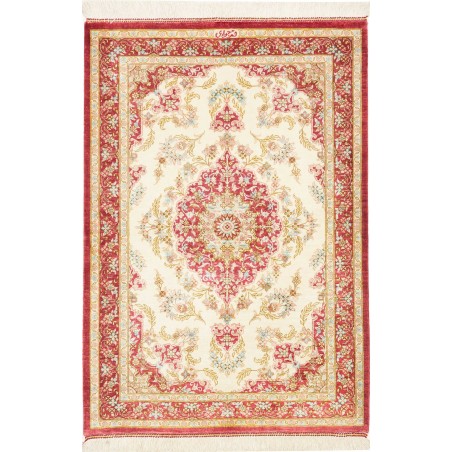 Tappeto Ghom seta Persia giallo marrone 60x87