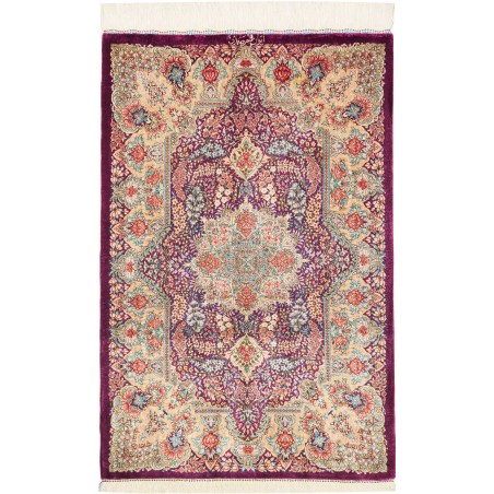 Tappeto Ghom seta Persia beige grigio 61x94