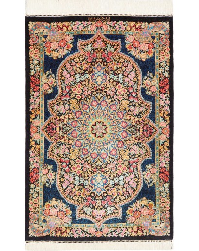 Tappeto Ghom seta Persia marrone beige 60x91