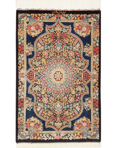 Tappeto Ghom seta Persia marrone grigio 58x89