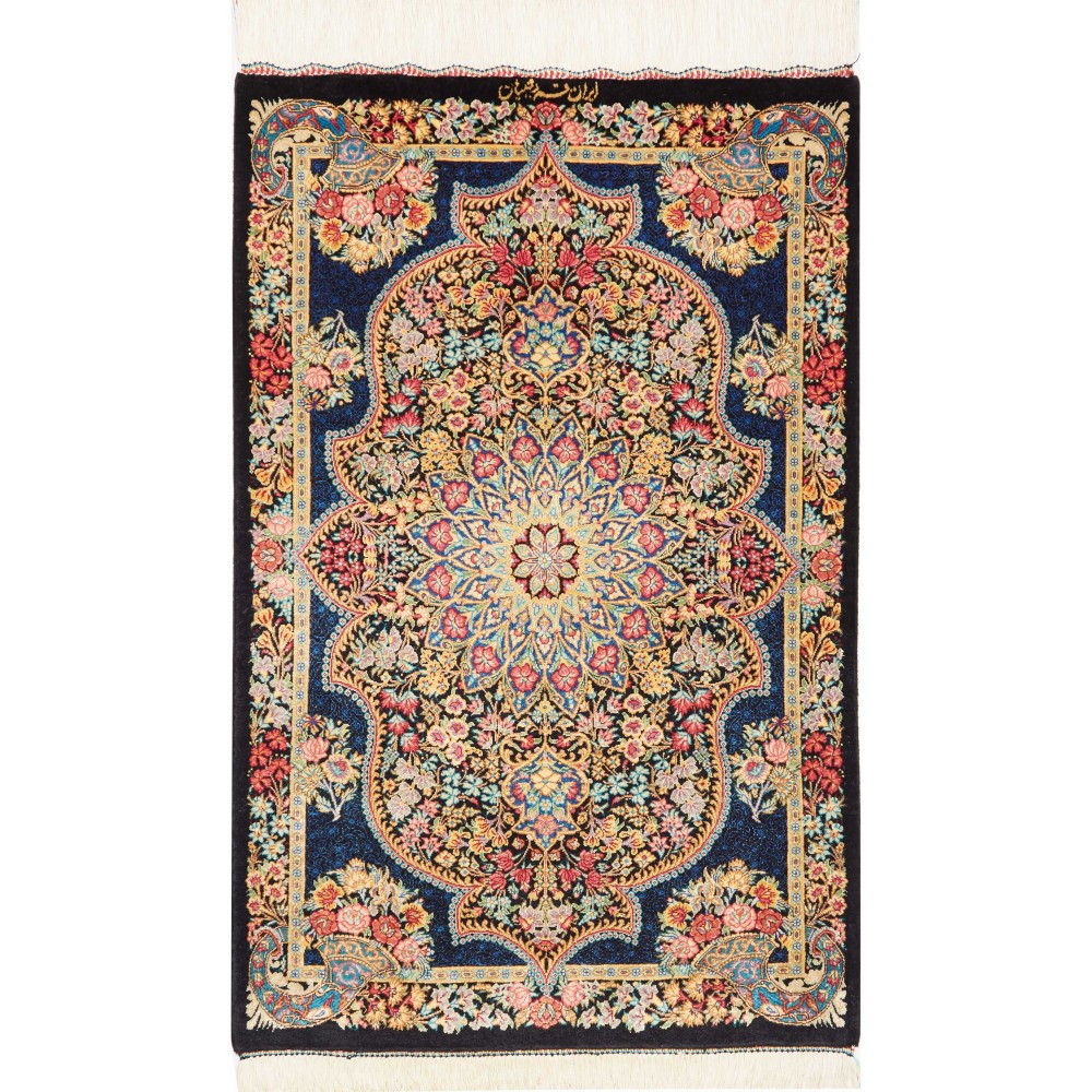 Tappeto Ghom seta Persia marrone grigio 58x89
