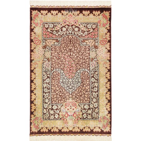 Tappeto Ghom seta Persia marrone grigio 60x92