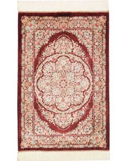 Tappeto Ghom seta Persia giallo marrone 61x91