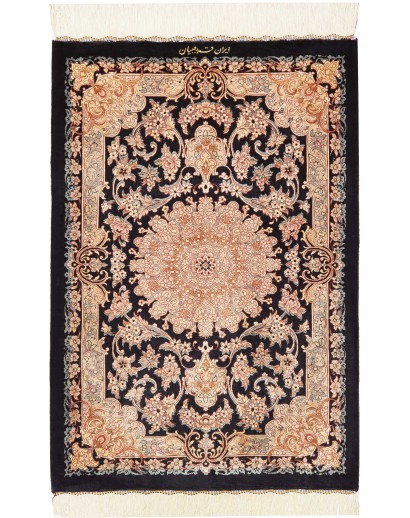 Tappeto Ghom seta Persia giallo rosso 62x90