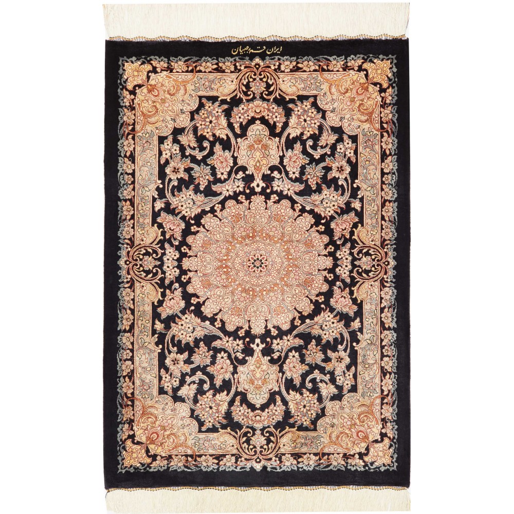 Tappeto Ghom seta Persia giallo rosso 62x90
