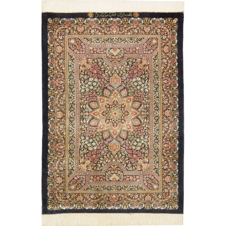Tappeto Ghom seta Persia marrone verde 62x90