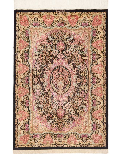 Tappeto Ghom seta Persia marrone 79x120