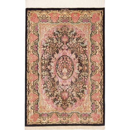 Tappeto Ghom seta Persia marrone 79x120