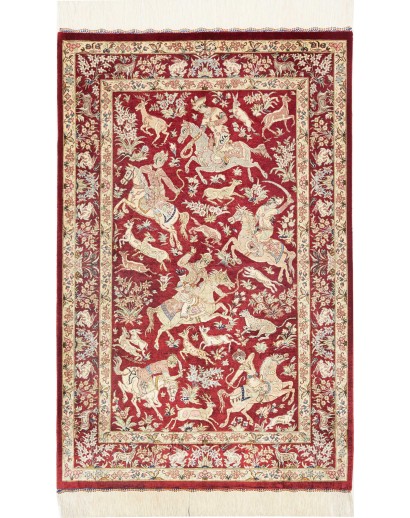 Tappeto Ghom seta Persia giallo marrone 80x124