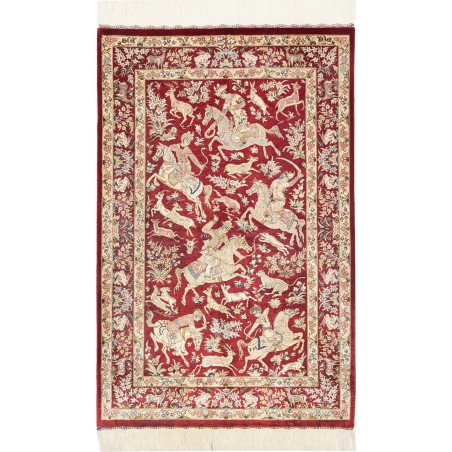 Tappeto Ghom seta Persia giallo marrone 80x124