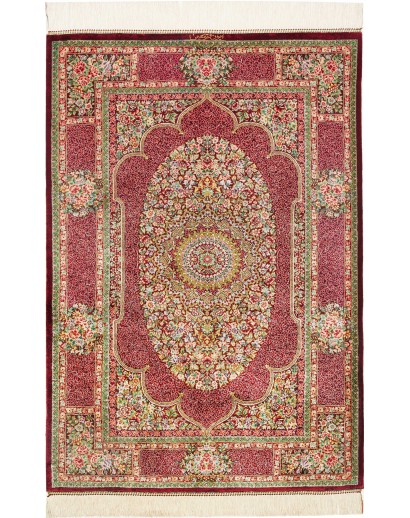 Tappeto Ghom seta Persia beige marrone 81x118