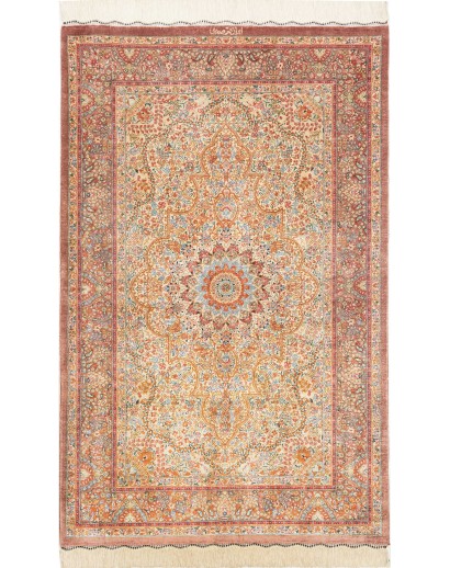 Tappeto Ghom seta Persia marrone grigio 79x123