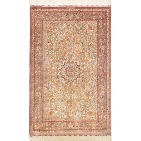 Tappeto Ghom seta Persia marrone grigio 79x123
