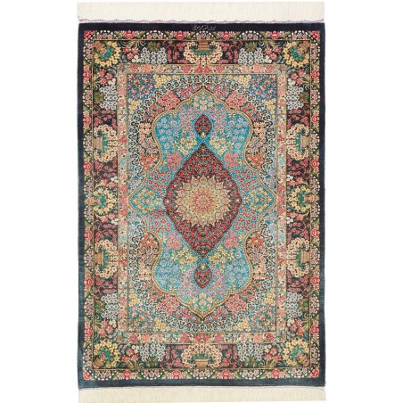Tappeto Ghom seta Persia marrone grigio 78x117