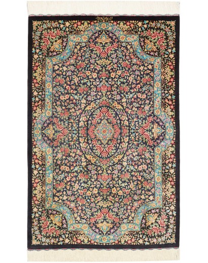 Tappeto Ghom seta Persia marrone grigio 78x120