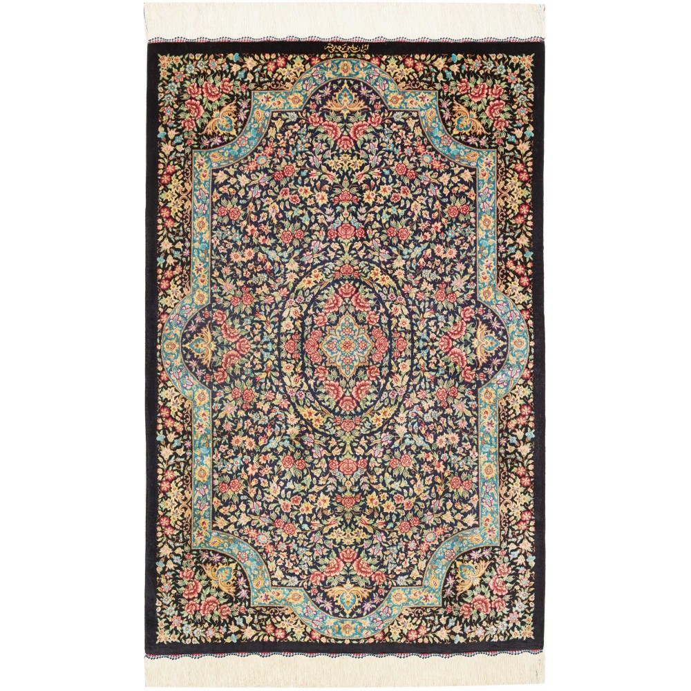 Tappeto Ghom seta Persia marrone grigio 78x120
