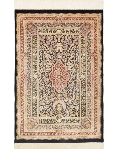 Tappeto Ghom seta Persia giallo marrone 79x118