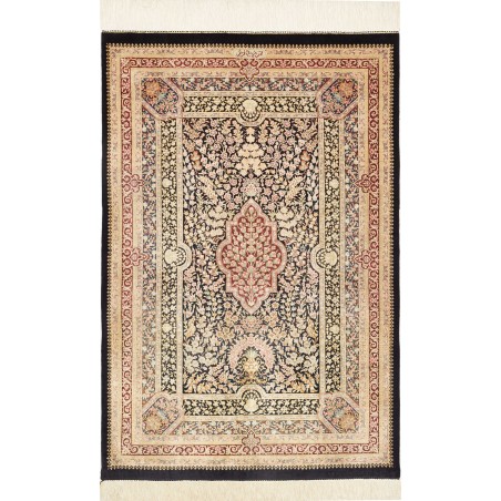 Tappeto Ghom seta Persia giallo marrone 79x118