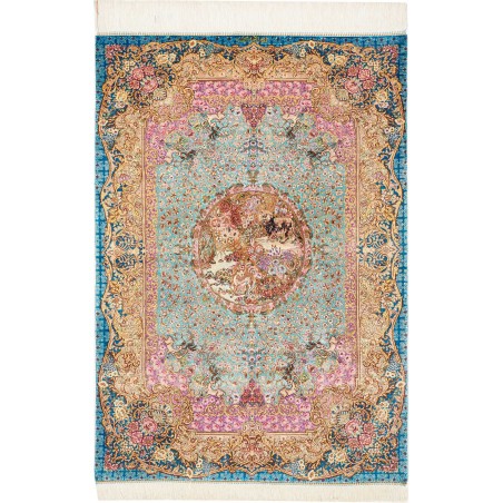 Tappeto Ghom seta Persia marrone bianco 82x120