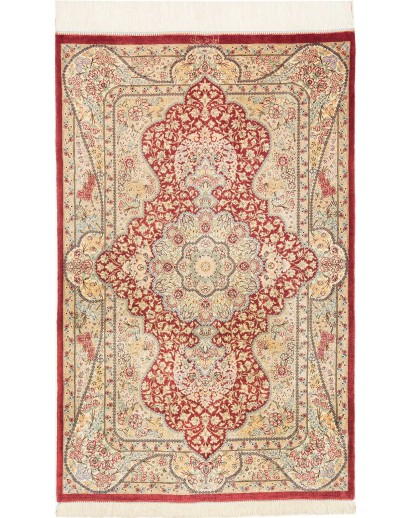 Tappeto Ghom seta Persia giallo marrone 74x118