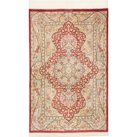 Tappeto Ghom seta Persia giallo marrone 74x118