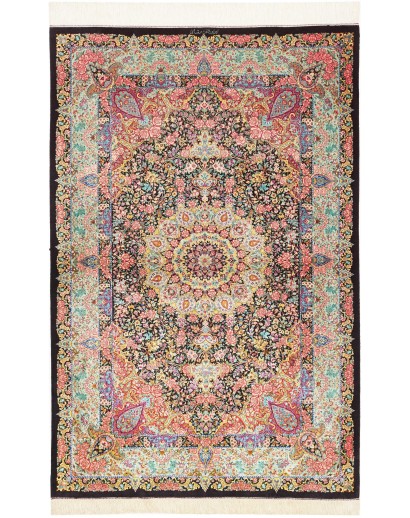 Tappeto Ghom seta Persia beige marrone 100x155