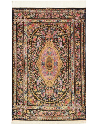 Tappeto Ghom seta Persia marrone 100x151