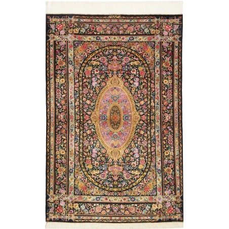 Tappeto Ghom seta Persia marrone 100x151