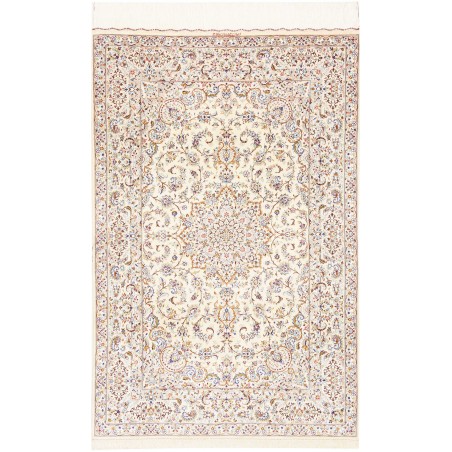 Tappeto Ghom seta Persia bianco marrone 99x150