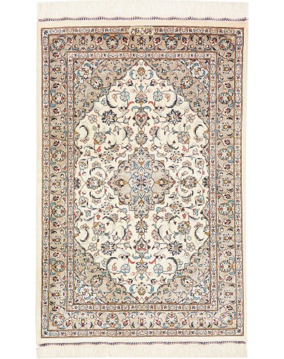 Tappeto Ghom seta Persia bianco grigio 58x90