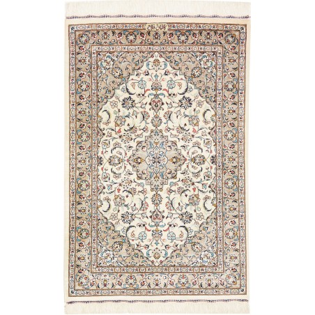 Tappeto Ghom seta Persia bianco grigio 58x90