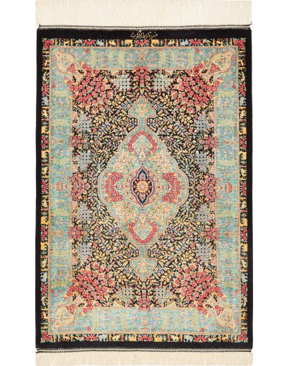 Tappeto Ghom seta Persia beige grigio 60x91