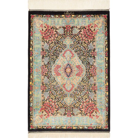 Tappeto Ghom seta Persia beige grigio 60x91