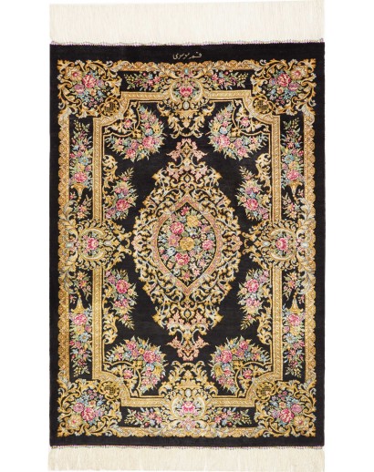 Tappeto Ghom seta Persia grigio 61x90