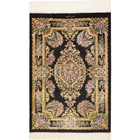 Tappeto Ghom seta Persia grigio 61x90