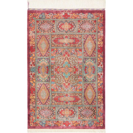 Tappeto Ghom seta Persia marrone grigio 60x94