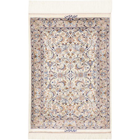 Tappeto Ghom seta Persia bianco grigio 58x83