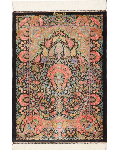 Tappeto Ghom seta Persia marrone beige 62x88