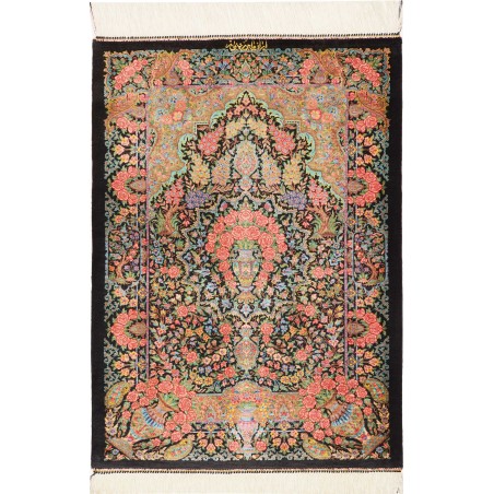 Tappeto Ghom seta Persia marrone beige 62x88