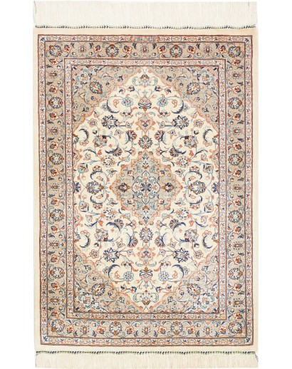 Tappeto Ghom seta Persia bianco marrone 58x86