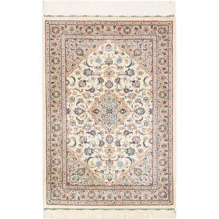 Tappeto Ghom seta Persia bianco marrone 58x86