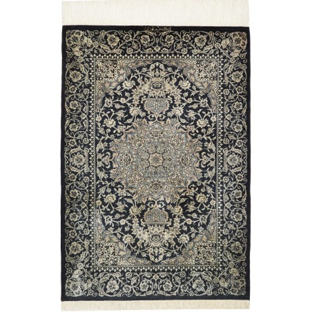 Tappeto Ghom seta Persia grigio azzurro 58x88